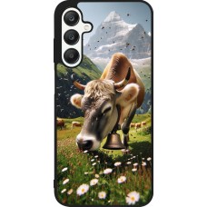 Coque Samsung Galaxy A25 - Silicone rigide noir Vache montagne Valais