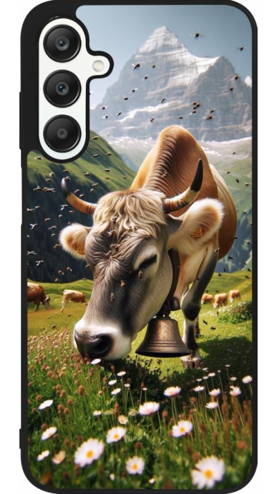 Coque Samsung Galaxy A25 - Silicone rigide noir Vache montagne Valais