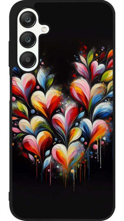 Coque Samsung Galaxy A25 - Silicone rigide noir Valentine 2024 Coeur Noir Abstrait