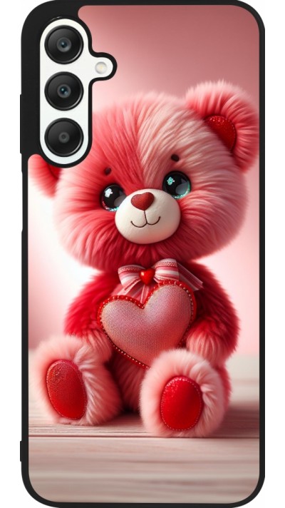 Coque Samsung Galaxy A25 - Silicone rigide noir Valentine 2024 Ourson rose