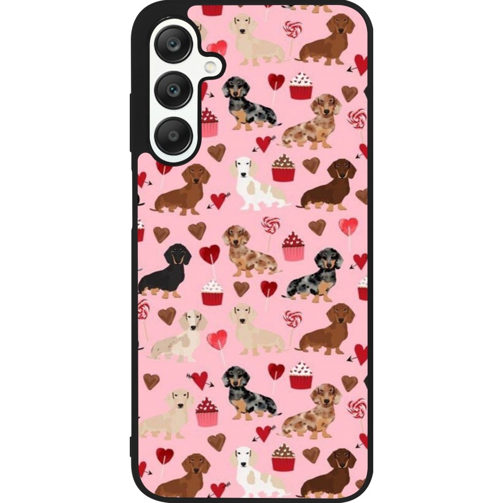 Coque Samsung Galaxy A25 - Silicone rigide noir Valentine 2024 puppy love