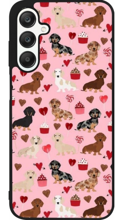 Coque Samsung Galaxy A25 - Silicone rigide noir Valentine 2024 puppy love