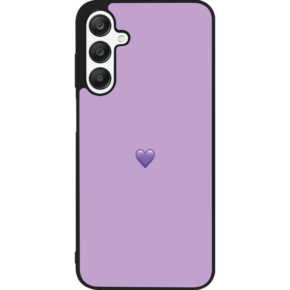 Coque Samsung Galaxy A25 - Silicone rigide noir Valentine 2023 purpule single heart