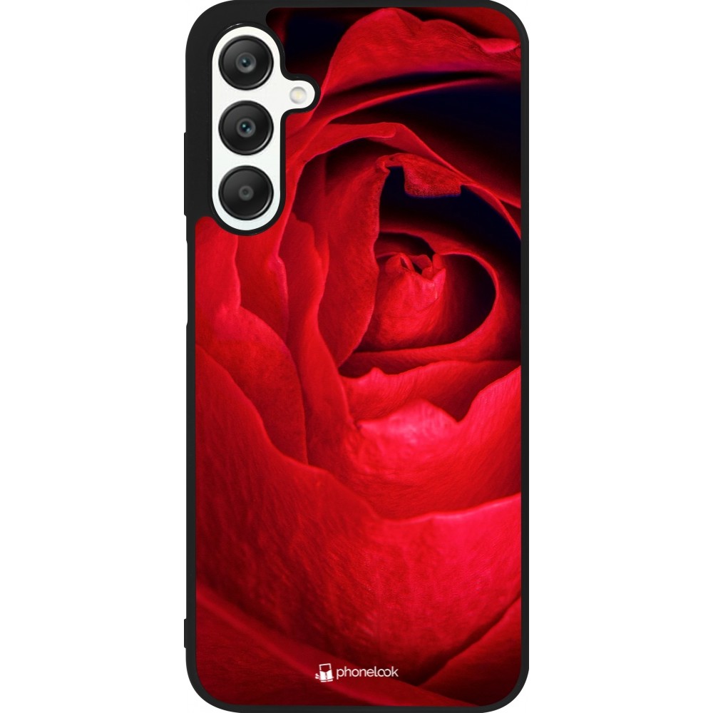 Coque Samsung Galaxy A25 - Silicone rigide noir Valentine 2022 Rose