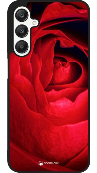 Coque Samsung Galaxy A25 - Silicone rigide noir Valentine 2022 Rose