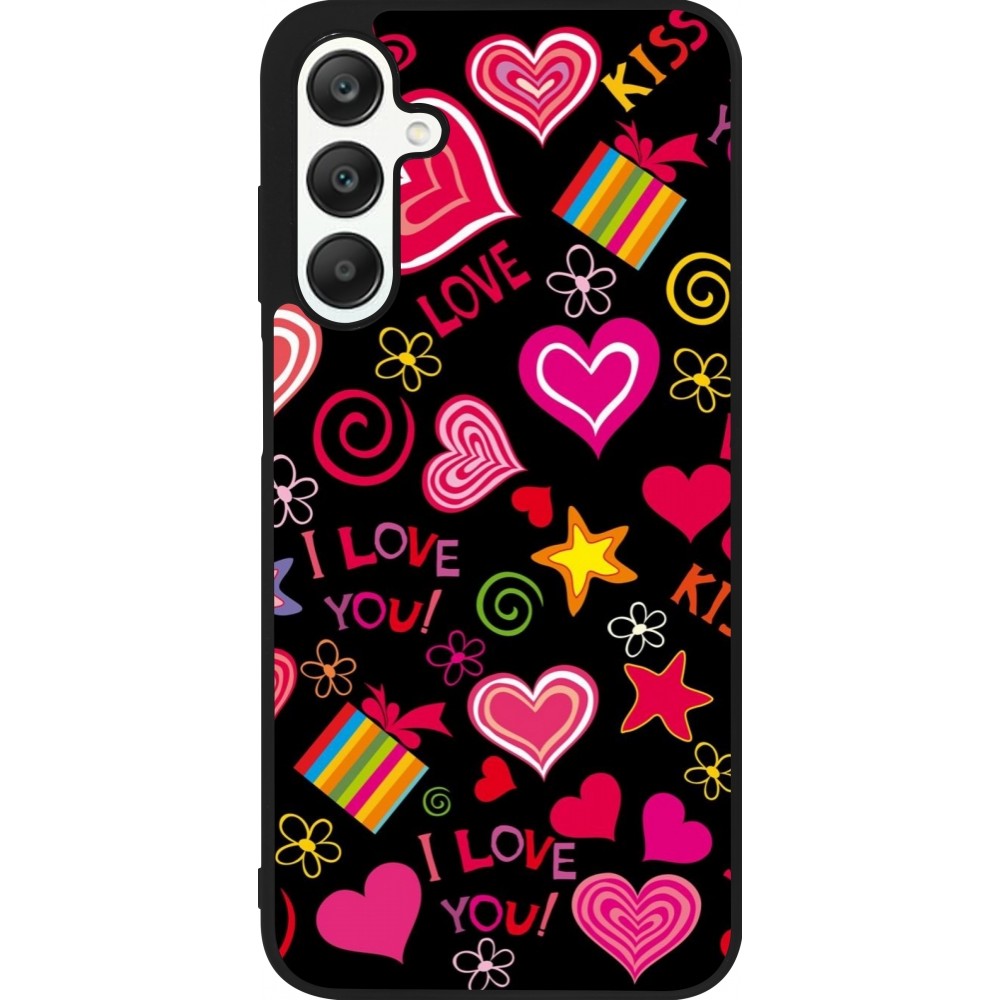 Coque Samsung Galaxy A25 - Silicone rigide noir Valentine 2023 love symbols