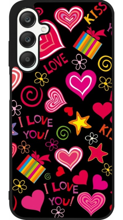 Coque Samsung Galaxy A25 - Silicone rigide noir Valentine 2023 love symbols