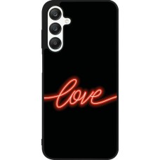 Coque Samsung Galaxy A25 - Silicone rigide noir Valentine 2023 neon love