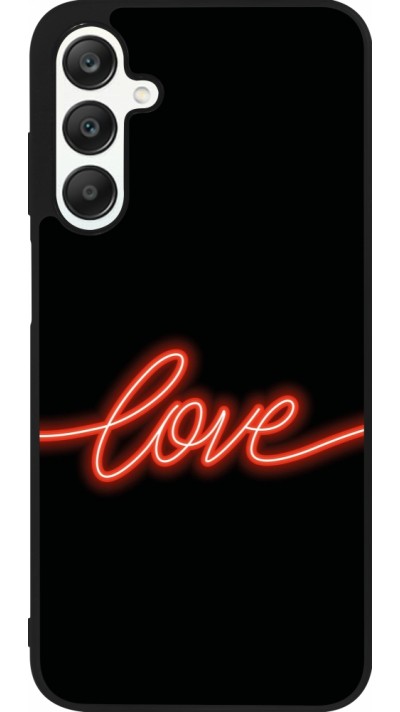 Coque Samsung Galaxy A25 - Silicone rigide noir Valentine 2023 neon love