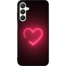 Coque Samsung Galaxy A25 - Silicone rigide noir Valentine 2023 single neon heart