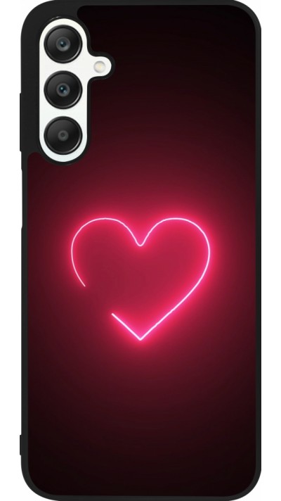 Coque Samsung Galaxy A25 - Silicone rigide noir Valentine 2023 single neon heart