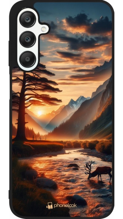 Coque Samsung Galaxy A25 - Silicone rigide noir Valley Sunset Deer Tree