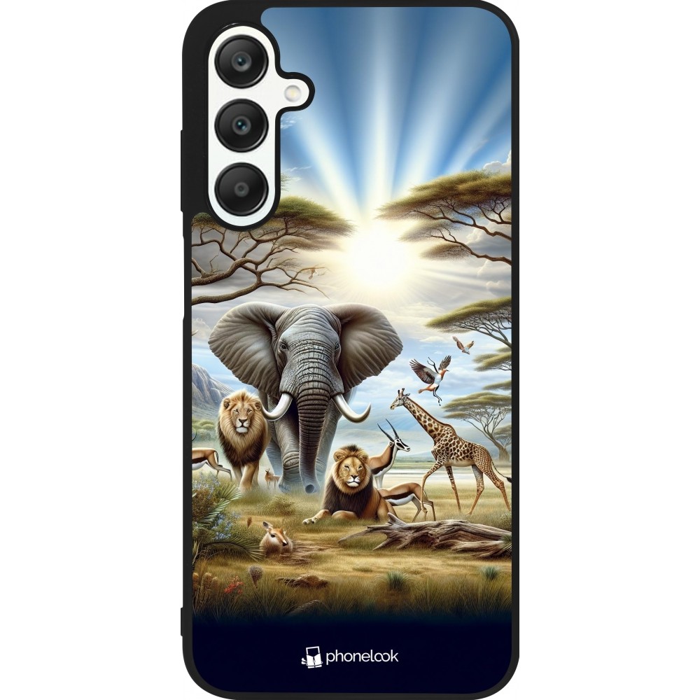 Coque Samsung Galaxy A25 - Silicone rigide noir Vie sauvage africaine