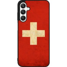 Coque Samsung Galaxy A25 - Silicone rigide noir Vintage Flag SWISS