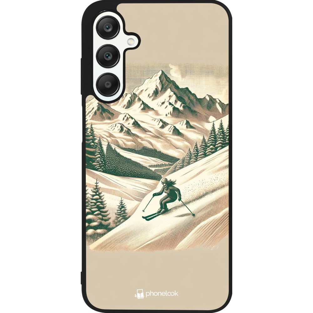 Coque Samsung Galaxy A25 - Silicone rigide noir Vintage Ski Mountain