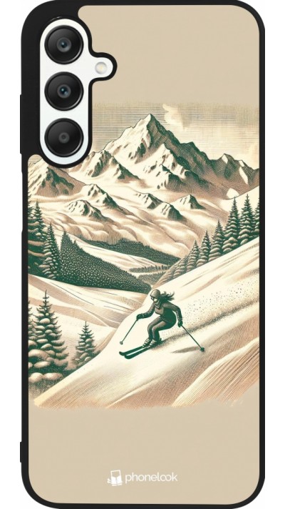 Coque Samsung Galaxy A25 - Silicone rigide noir Vintage Ski Mountain