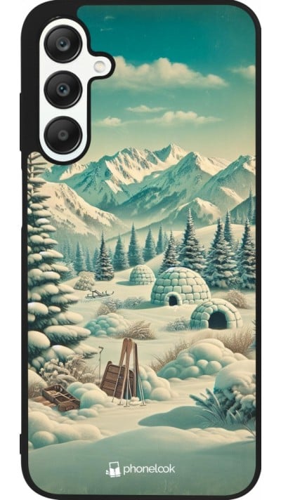 Coque Samsung Galaxy A25 - Silicone rigide noir Vintage Snowy Mountain Igloo