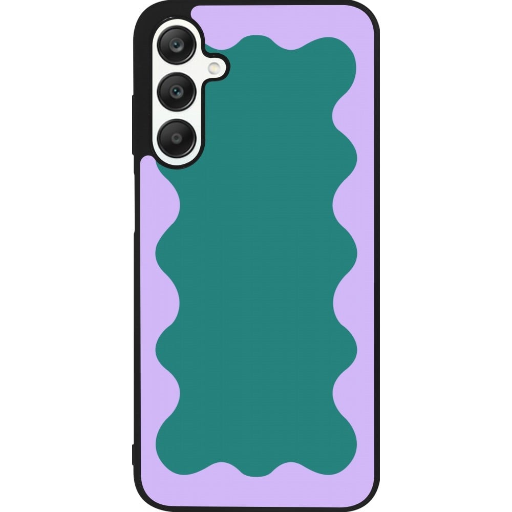 Coque Samsung Galaxy A25 - Silicone rigide noir Wavy Rectangle Green Purple