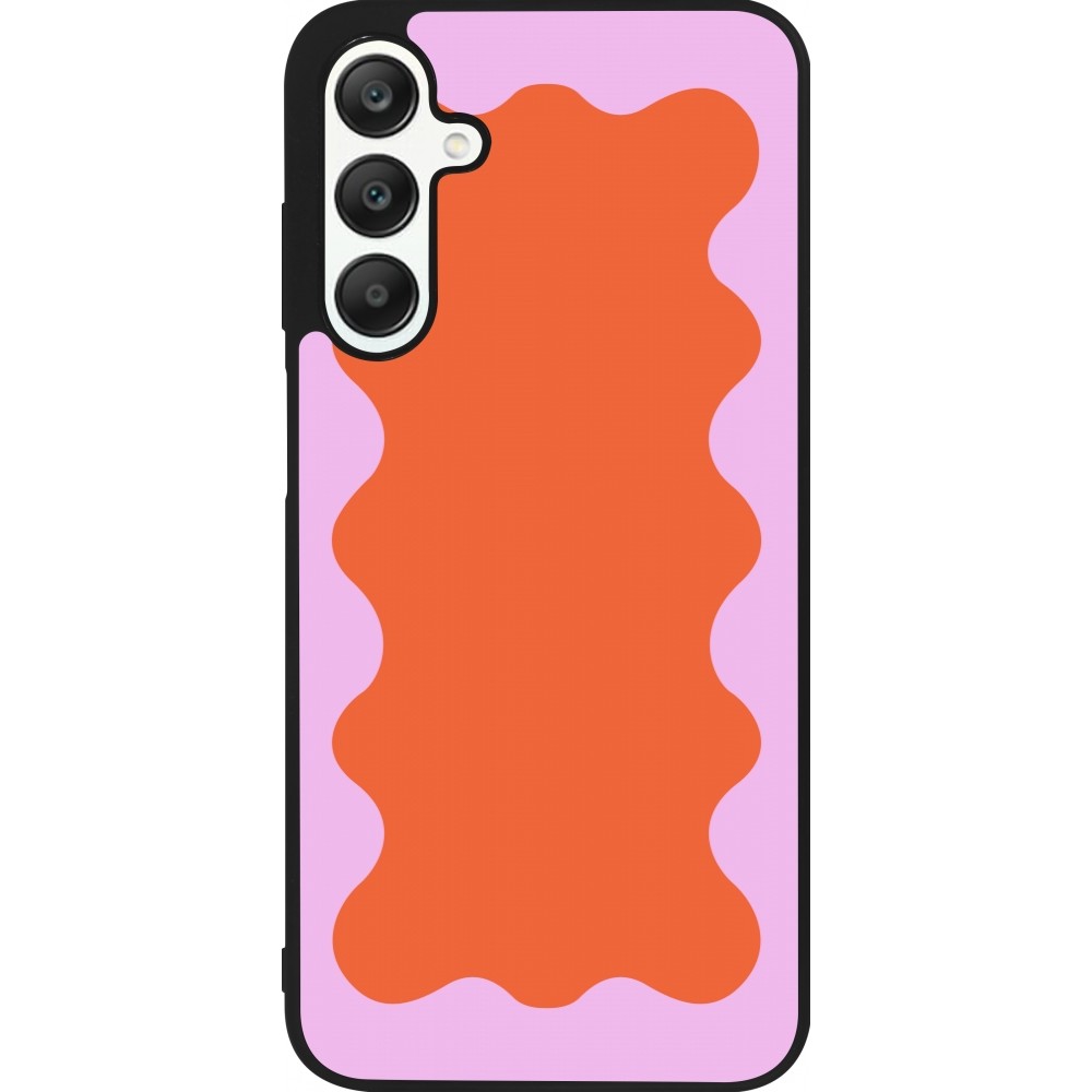 Coque Samsung Galaxy A25 - Silicone rigide noir Wavy Rectangle Orange Pink