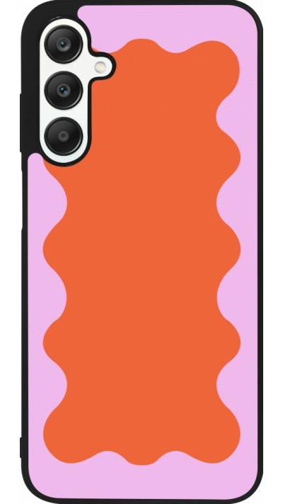 Coque Samsung Galaxy A25 - Silicone rigide noir Wavy Rectangle Orange Pink