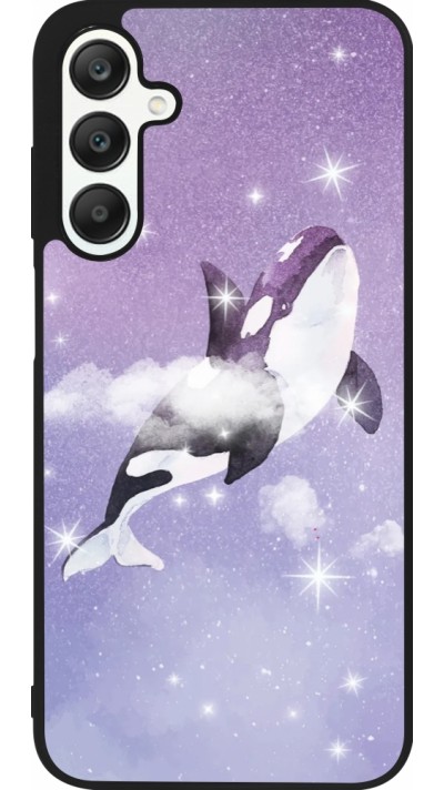 Coque Samsung Galaxy A25 - Silicone rigide noir Whale in sparking stars