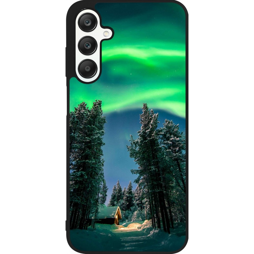 Coque Samsung Galaxy A25 - Silicone rigide noir Winter 22 Northern Lights