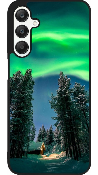 Coque Samsung Galaxy A25 - Silicone rigide noir Winter 22 Northern Lights