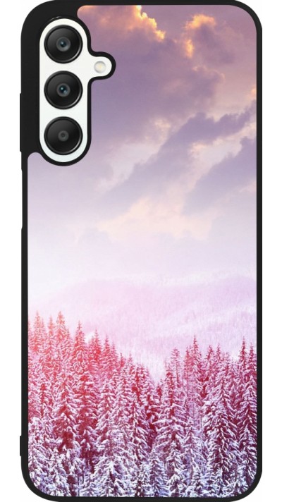 Coque Samsung Galaxy A25 - Silicone rigide noir Winter 22 Pink Forest