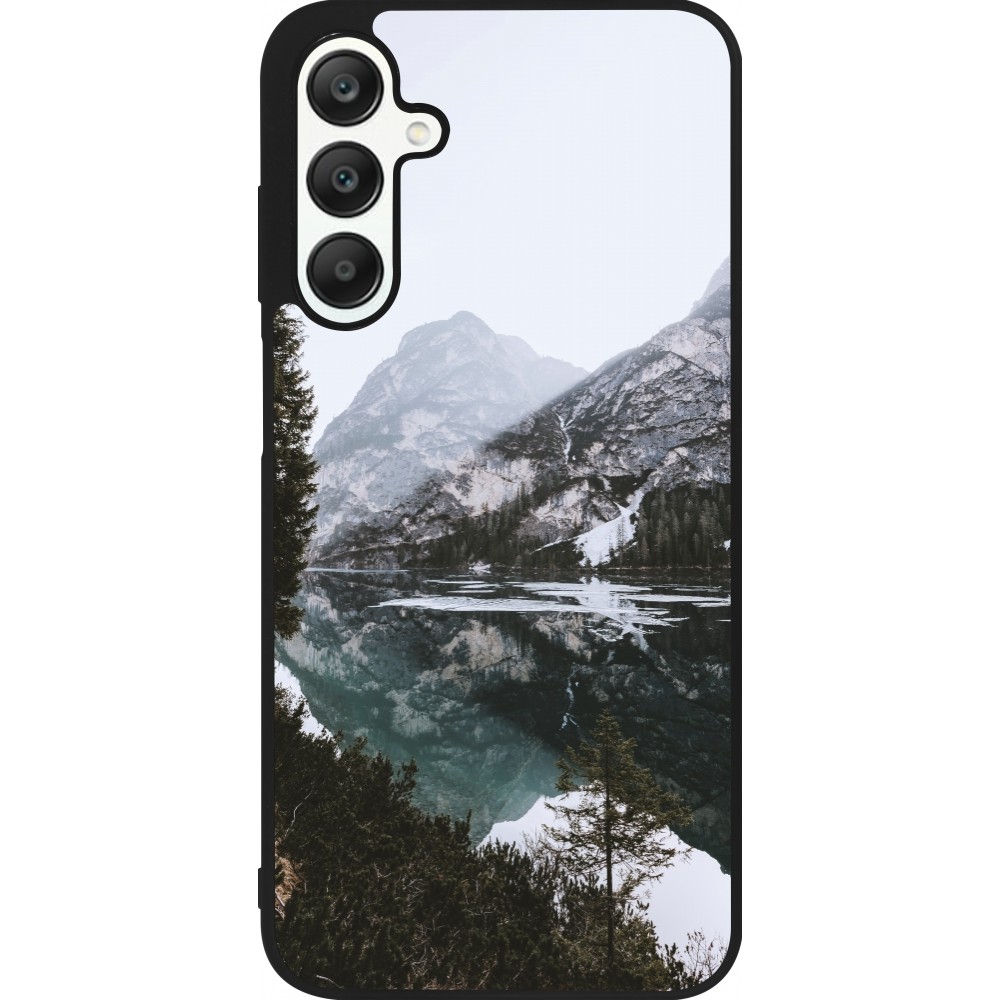 Coque Samsung Galaxy A25 - Silicone rigide noir Winter 22 snowy mountain and lake