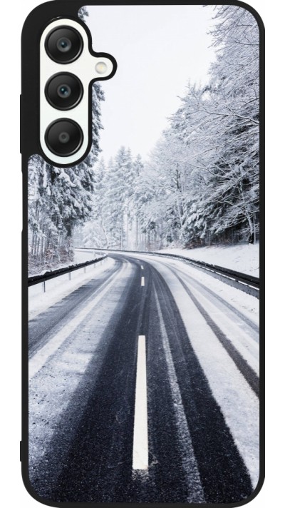 Coque Samsung Galaxy A25 - Silicone rigide noir Winter 22 Snowy Road