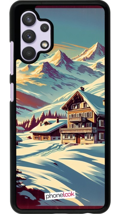 Coque Samsung Galaxy A32 - Chalet montagne enneigée