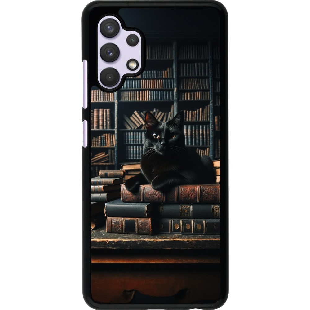 Coque Samsung Galaxy A32 - Chat livres sombres