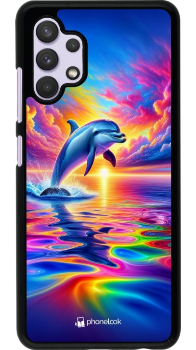 Coque Samsung Galaxy A32 - Dauphin arc-en-ciel heureux