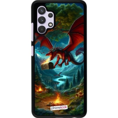 Coque Samsung Galaxy A32 - Dragon Volant Forêt Trésor