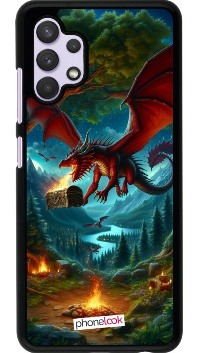 Coque Samsung Galaxy A32 - Dragon Volant Forêt Trésor