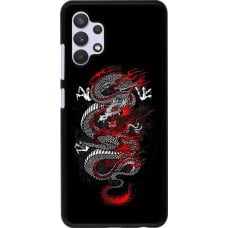 Coque Samsung Galaxy A32 - Japanese style Dragon Tattoo Red Black