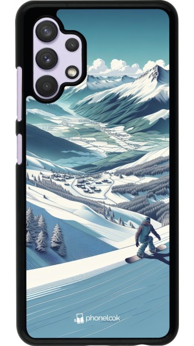 Coque Samsung Galaxy A32 - Snowboarder Montagne