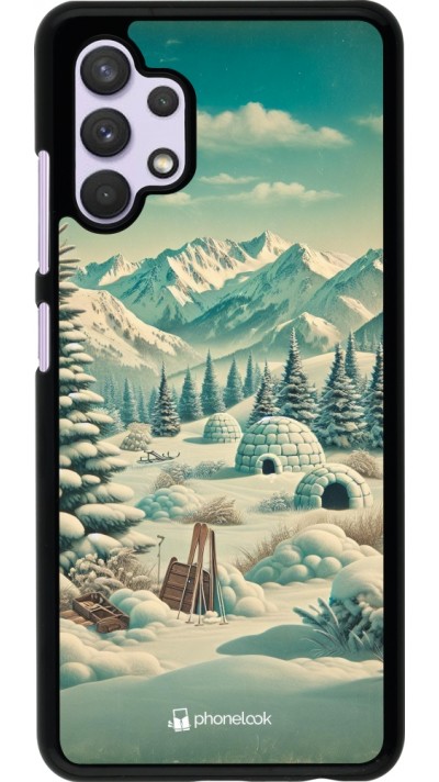 Coque Samsung Galaxy A32 - Vintage Snowy Mountain Igloo