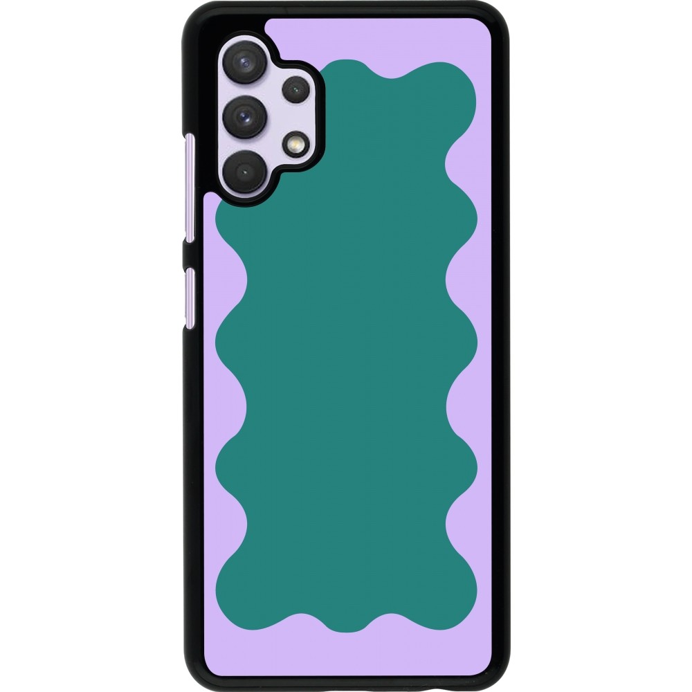 Coque Samsung Galaxy A32 - Wavy Rectangle Green Purple