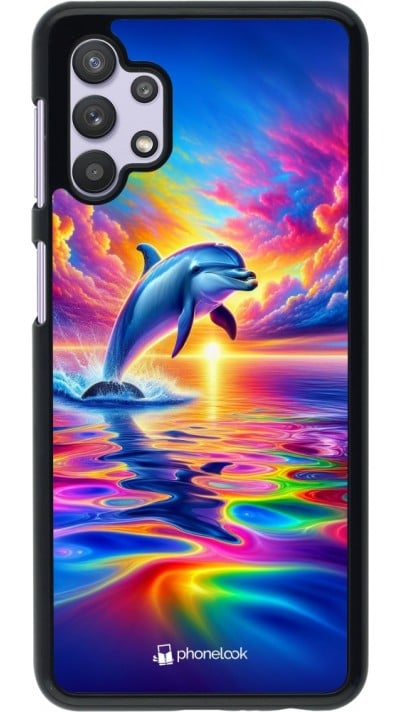 Coque Samsung Galaxy A32 5G - Dauphin arc-en-ciel heureux