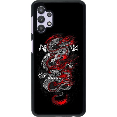 Coque Samsung Galaxy A32 5G - Japanese style Dragon Tattoo Red Black