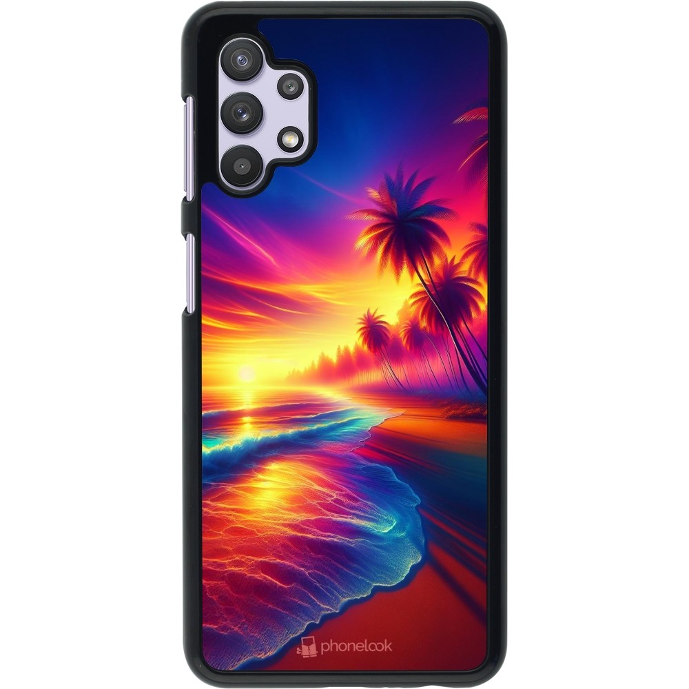 Coque Samsung Galaxy A32 5G - Plage coucher soleil flashy