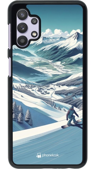 Coque Samsung Galaxy A32 5G - Snowboarder Montagne