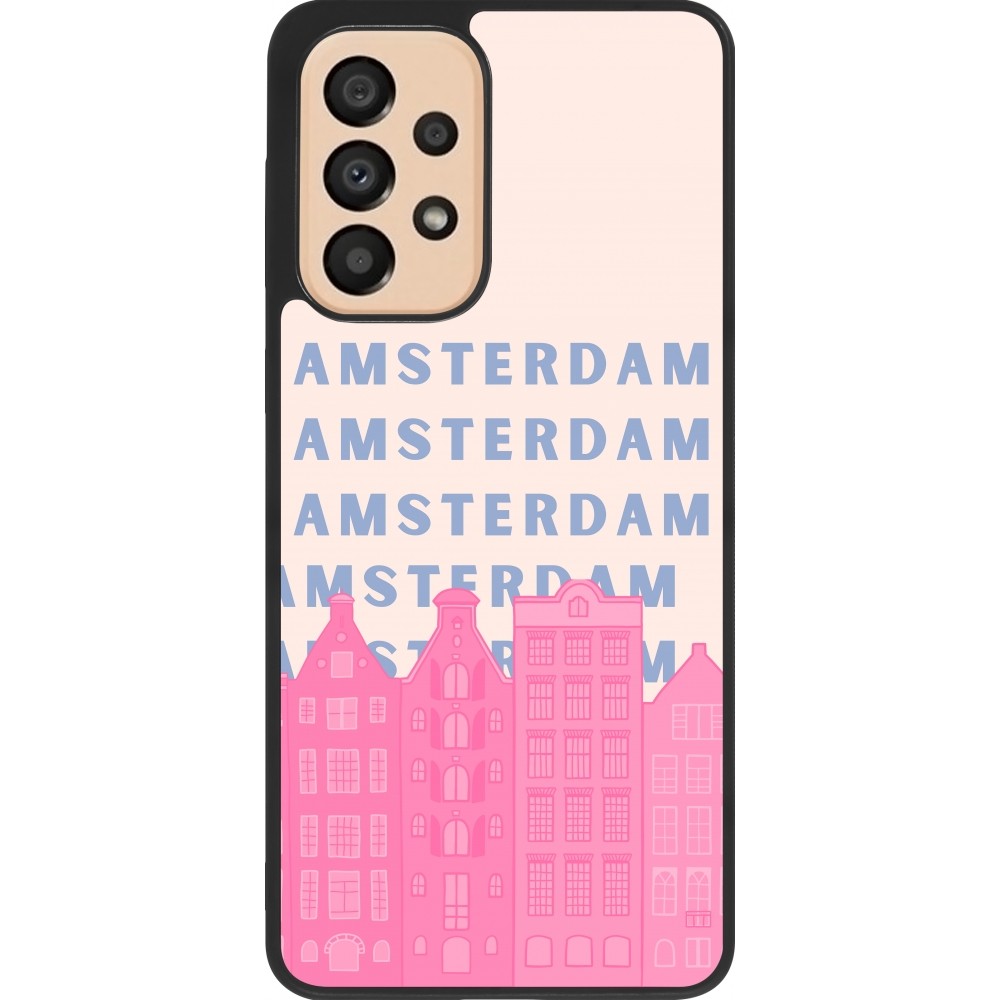 Coque Samsung Galaxy A33 5G - Silicone rigide noir Amsterdam Pink Print