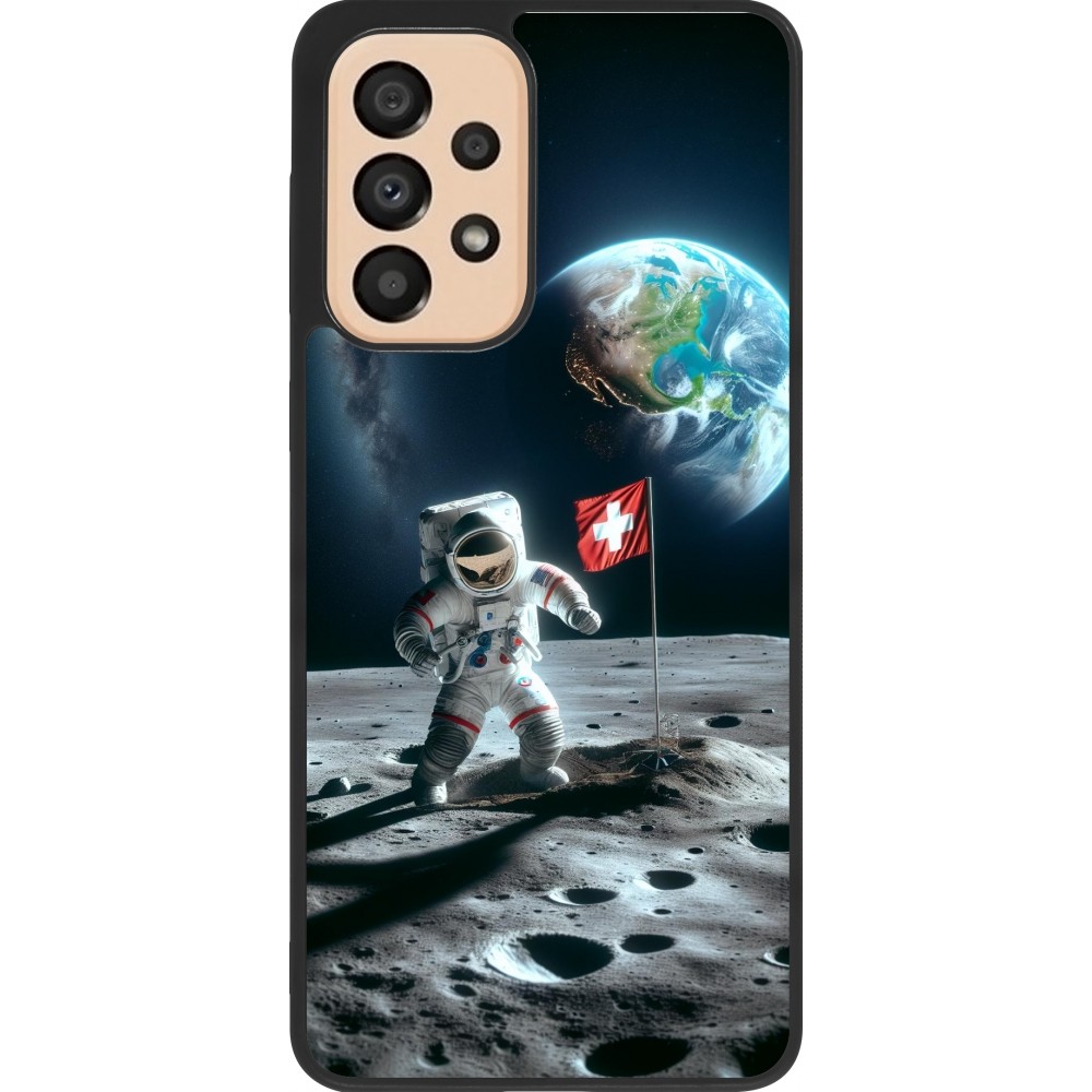 Samsung Galaxy A33 5G Case Hülle - Silikon schwarz Astro Schweiz auf dem Mond