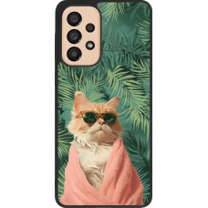 Coque Samsung Galaxy A33 5G - Silicone rigide noir Cat Summer Palms