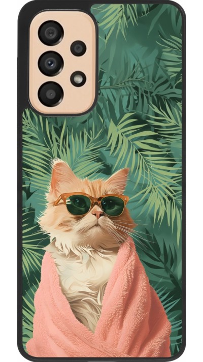 Coque Samsung Galaxy A33 5G - Silicone rigide noir Cat Summer Palms