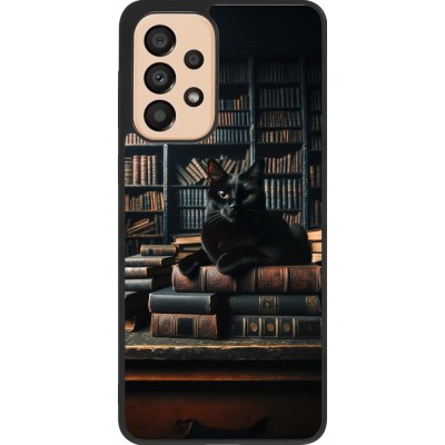 Coque Samsung Galaxy A33 5G - Silicone rigide noir Chat livres sombres