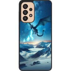 Coque Samsung Galaxy A33 5G - Silicone rigide noir Dragon nocturne montagne