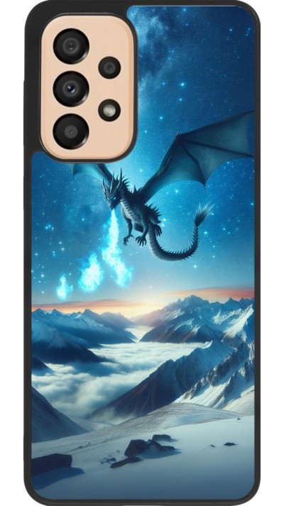 Coque Samsung Galaxy A33 5G - Silicone rigide noir Dragon nocturne montagne